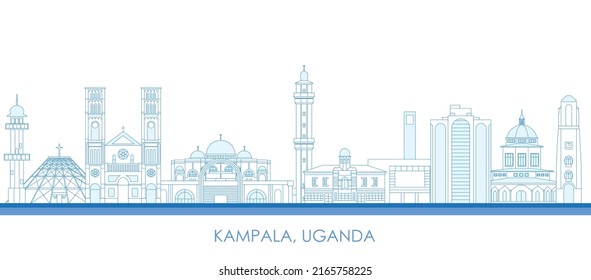 Outline Skyline panorama of city of Kampala, Uganda - vector illustration