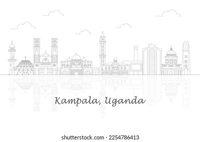 Outline Skyline panorama of city of Kampala, Uganda - vector illustration