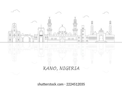 Outline Skyline panorama of city of Kano, Nigeria - vector illustration