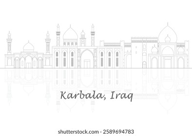 Outline Skyline panorama of city of Karbala, Iraq - vector illustration