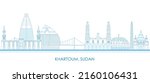 Outline Skyline panorama of city of Khartoum, Sudan - vector illustration