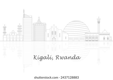 Vista panorámica de la ciudad de Kigali, Ruanda - ilustración vectorial