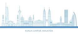 Outline Skyline panorama of city of Kuala Lumpur, Malaysia - vector illustration