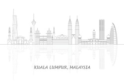 Outline Skyline panorama of city of Kuala Lumpur, Malaysia - vector illustration