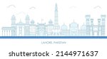Outline Skyline panorama of city of Lahore, Pakistan - vector illustration