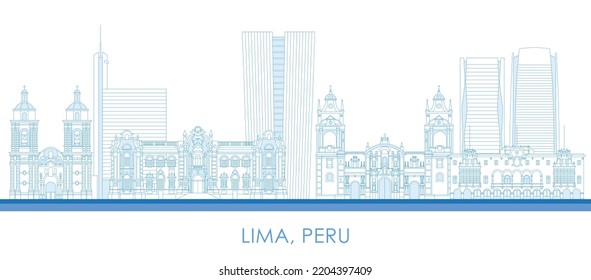 Skyline-Panorama der Stadt Lima, Peru - Vektorgrafik