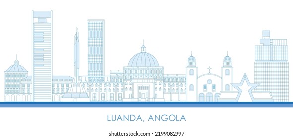 Outline Skyline panorama of city of Luanda, Angola - vector illustration