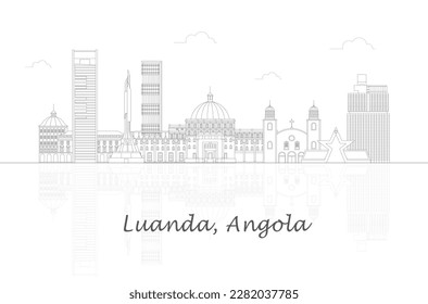 Outline Skyline panorama of city of Luanda, Angola - vector illustration