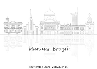 Outline Skyline panorama of city of Manaus, Brazil - vector illustration