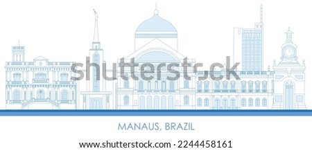 Outline Skyline panorama of city of Manaus, Brazil - vector illustration Foto stock © 
