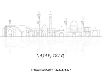 Outline Skyline panorama of city of Najaf, Iraq - vector illustration