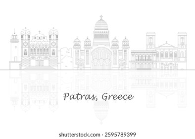 Outline Skyline panorama of city of Patras, Greece - vector illustration