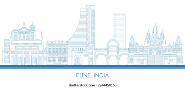 Panorama Skyline de la ciudad de Pune, India - ilustración vectorial