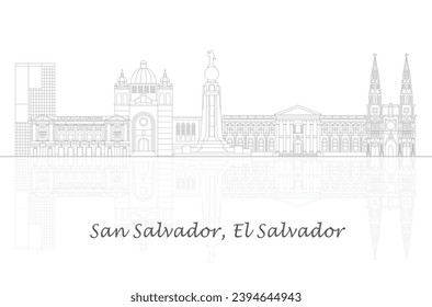 Outline Skyline panorama of city of San Salvador, El Salvador- vector illustration