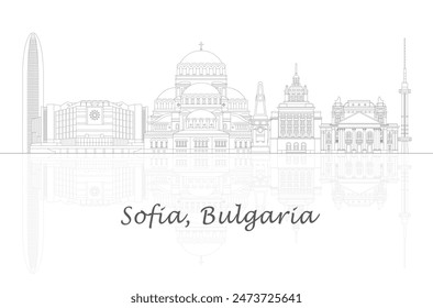 Vista panorámica de la ciudad de Sofía, Bulgaria - Ilustración vectorial