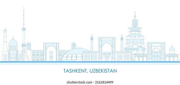 Outline Skyline panorama of city of Tashkent, Uzbekistan - vector illustration