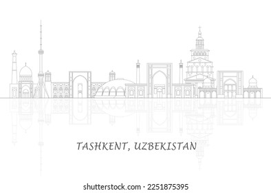 Esbozo del panorama de Skyline de la ciudad de Taskent, Uzbekistán - ilustración vectorial