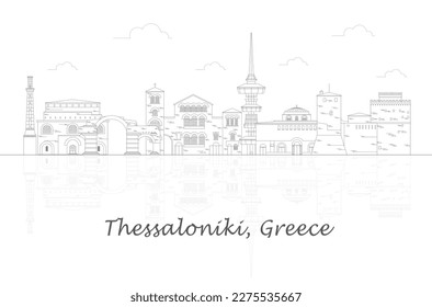 Outline Skyline panorama of city of Thessaloniki, Greece - vector illustration