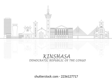 Outline Skyline panorama of Kinshasa, Democratic Republic of the Congo - vector illustration