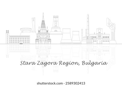 Outline Skyline panorama of  Stara Zagora Region, Bulgaria- vector illustration