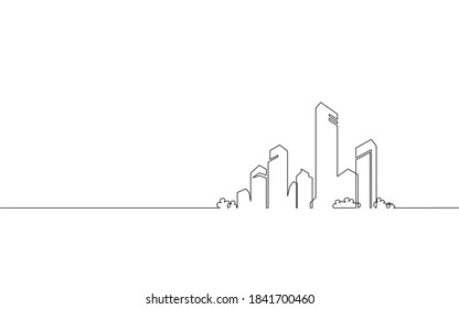Outline of skyscraper building, city skyline, Vector illustration.