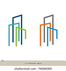 Outline Skyscrapers Vector Logo Template Illustration Design. Vector EPS 10.