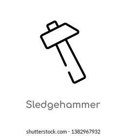 outline sledgehammer vector icon. isolated black simple line element illustration from general concept. editable vector stroke sledgehammer icon on white background