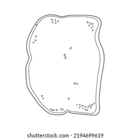 Outline Slice of bread, toast, top view.  Grilled bread slice. Vegan snack food. Vector illustration.