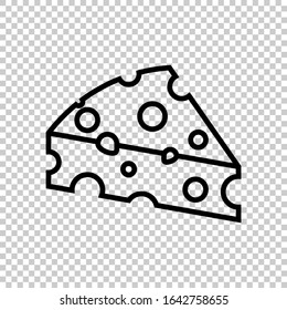 outline slice cheese icon flat vector on transparent background