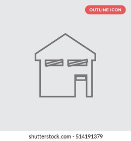 Outline of slim garage home vector icon isolated on white background