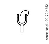 outline slingshot vector icon. isolated black simple line element illustration from camping concept