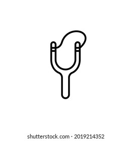 outline slingshot vector icon. isolated black simple line element illustration from camping concept