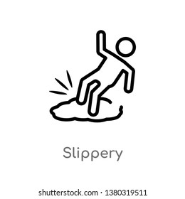 outline slippery vector icon. isolated black simple line element illustration from cleaning concept. editable vector stroke slippery icon on white background