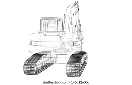 Outline sloopkraan or demolition crane concept. Vector rendering of 3d. Wire-frame style. The layers of visible and invisible lines are separated