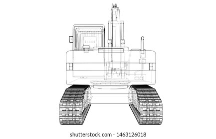Outline sloopkraan or demolition crane concept. Vector rendering of 3d. Wire-frame style. The layers of visible and invisible lines are separated