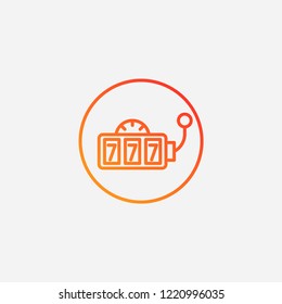 Outline slot jackpot icon,gradient illustration,vector casino  sign symbol