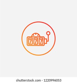 Outline slot jackpot icon,gradient illustration,vector casino  sign symbol