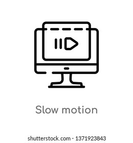 outline slow motion vector icon. isolated black simple line element illustration from cinema concept. editable vector stroke slow motion icon on white background
