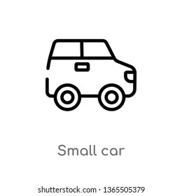 Outline Small Car Vector Icon. Isolated Black Simple Line Element Illustration From Mechanicons Concept. Editable Vector Stroke Small Car Icon On White Background