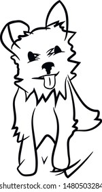 outline of a small shaggy dog, a friend of a person
