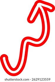 Outline Small size Red arrow hand drawn style