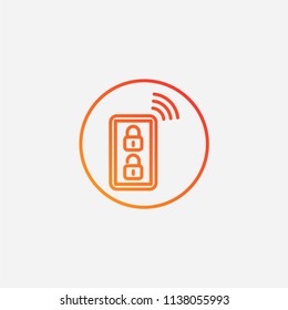 Outline smart key icon,gradient illustration,vector digital sign symbol
