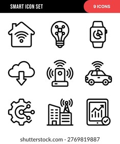 Outline Smart Technology Internet of Things Icon Set