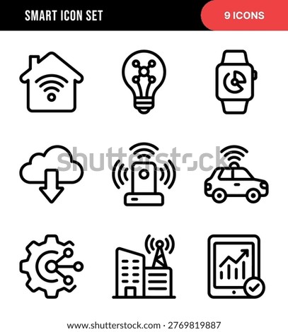 Outline Smart Technology Internet of Things Icon Set
