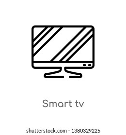 outline smart tv vector icon. isolated black simple line element illustration from electronic devices concept. editable vector stroke smart tv icon on white background