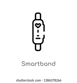 outline smartband vector icon. isolated black simple line element illustration from electronic devices concept. editable vector stroke smartband icon on white background