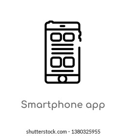 outline smartphone app vector icon. isolated black simple line element illustration from education concept. editable vector stroke smartphone app icon on white background