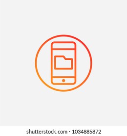 Outline smartphone in folder icon.gradient illustration isolated vector sign symbol