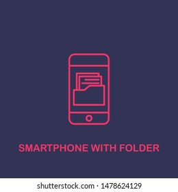 Outline smartphone with folder icon.smartphone with folder vector illustration. Symbol for web and mobile