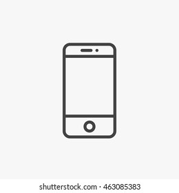 Outline Smartphone Icon Isolated On Grey Background. Cellphone Pictogram. Line Telephone Symbol For Website Design, Mobile Application, Ui. Vector Illustration, Eps10.